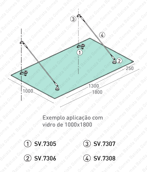 Sistema de fixa��o para palas em vidro